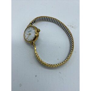 Caravelle by Bulova Dress Cocktail Round Ladies Gold Tone Flex Bracelet Watch